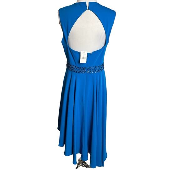 NWT Pamela Pamela Roland Azure beaded asymmetrical dress Sz 8 - Picture 2 of 8